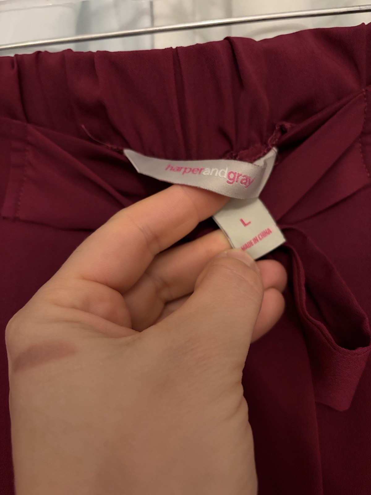 Harper And Gray Women’s Elegant Burgundy /dark Pink Wide Leg Lightweight Pants,L