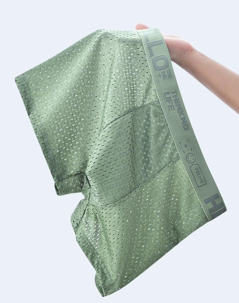6 Pack Men’s Mesh Boxer Briefs Ice Silk Breathable Seamless Underwear Plus 4XL
