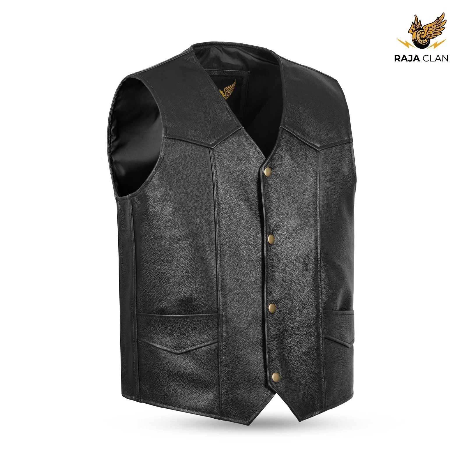Classic Biker Leather Waistcoat Men’s Cut Motorcycle Black Club Bikers Vests UK