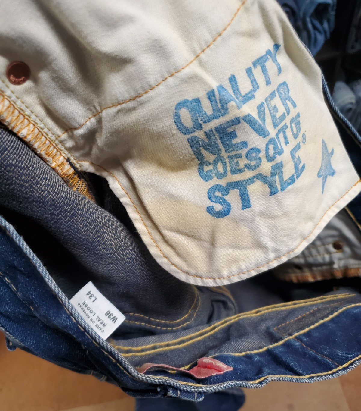 LEVI’S TYPE 1 Real Loose Jeans 36×34 Baggy Skate Indigo Blue Vtg Wide Leg