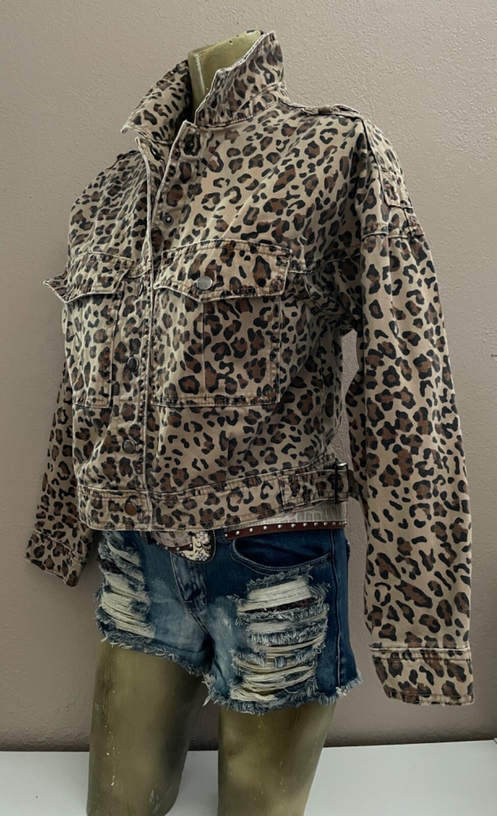 COTTON ON Classic LEOPARD Print JEAN JACKET Size 4