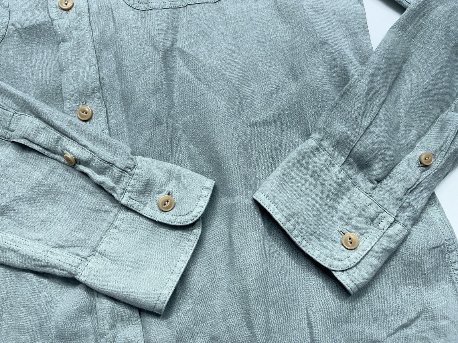 FAHERTY Baird McNutt Shirt Mens Medium Sage Green Linen Long Sleeve Button. READ