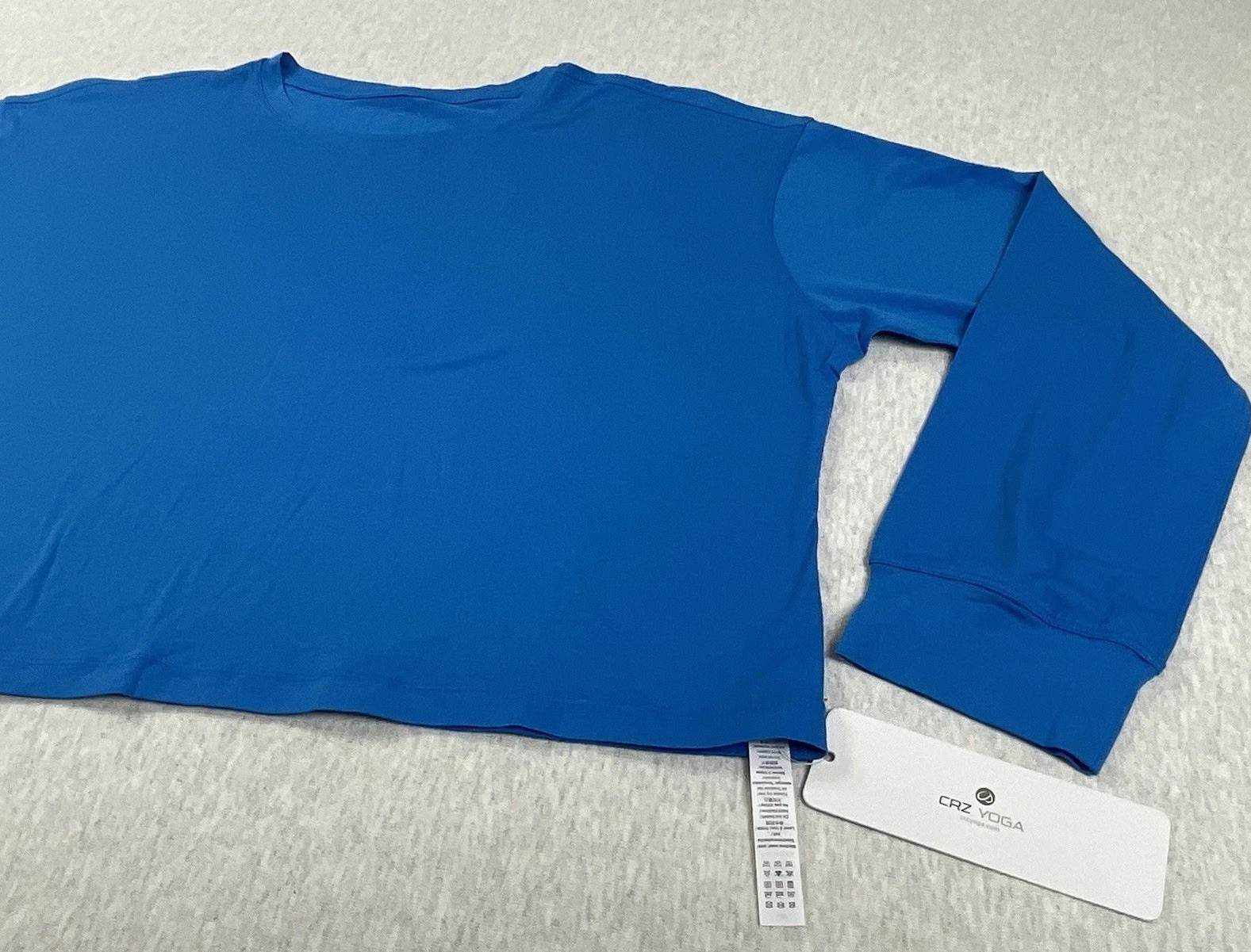 CRZ Yoga T-Shirt Women’s XL 14 Cropped Loose Fit Pima Cotton Sports Gym Blue