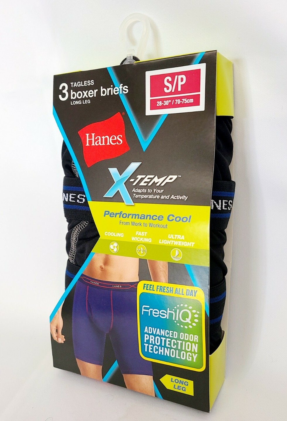 Hanes Mens X-Temp Performance Cool Long Leg Boxer Brief Underwear (3 Pair) Sz S