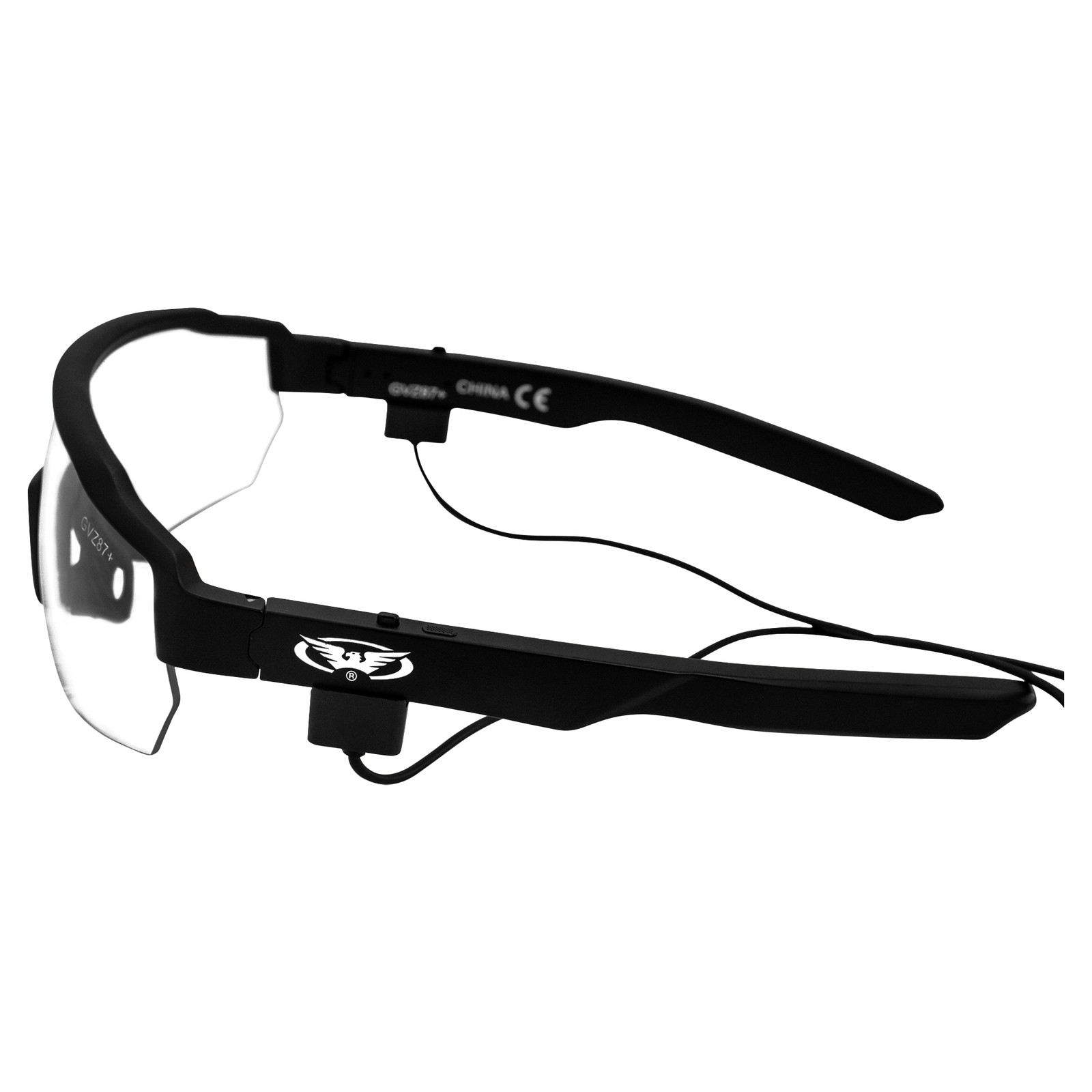 Global Vision Jam 1 Black Cycling Glasses w/ Clear Lenses, Wireless Bluetooth