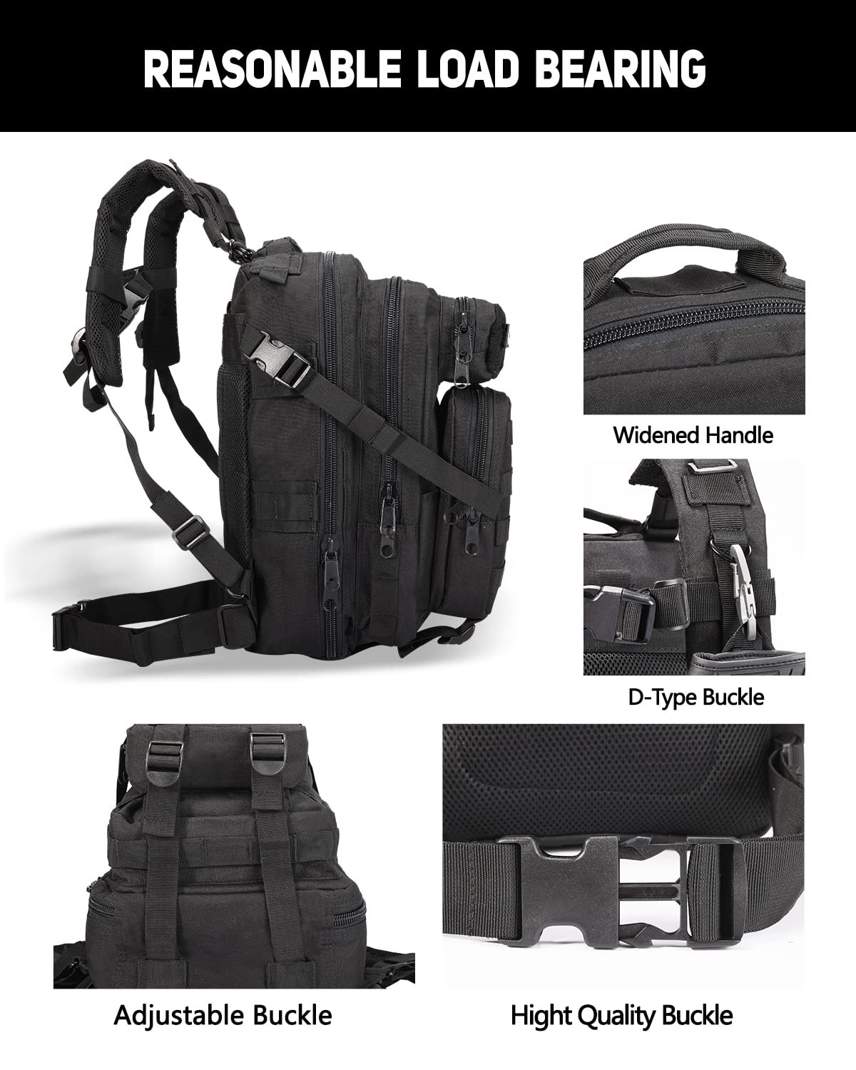 for Mens Tactical Backpack Military Backpacks 27L Small Army Survival Backpac…