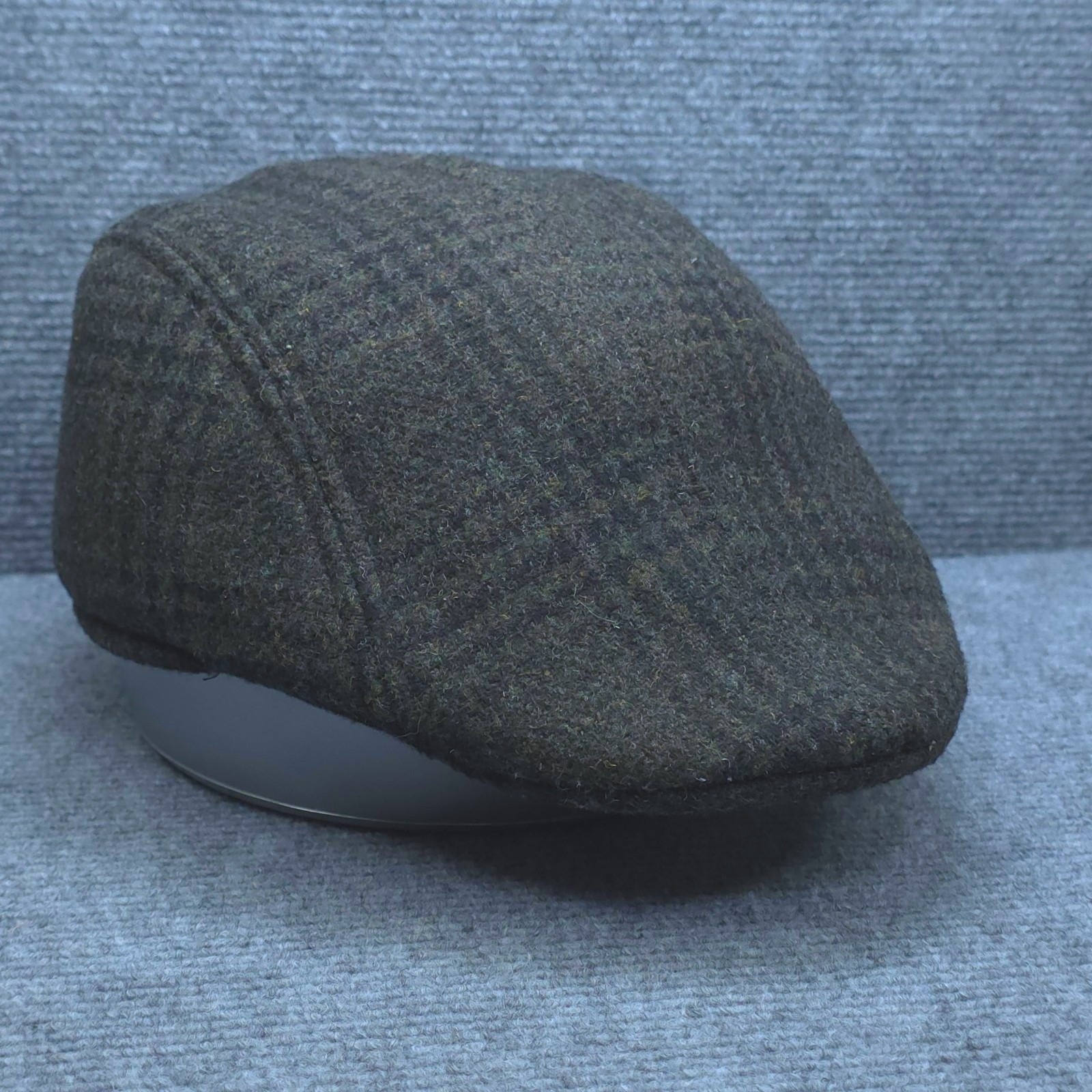 Flat Cap Ivy Hat Mens One Size Green Plaid Wool Blend Ear Flap Lined Winter
