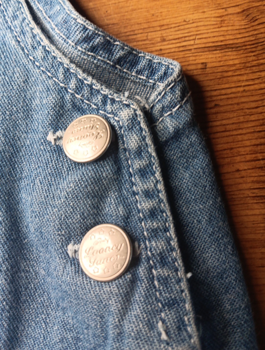 Looney Tunes Bugs Bunny Denim Overalls Baby 12M Girl Boy Vtg 90s 3D Jean Snap