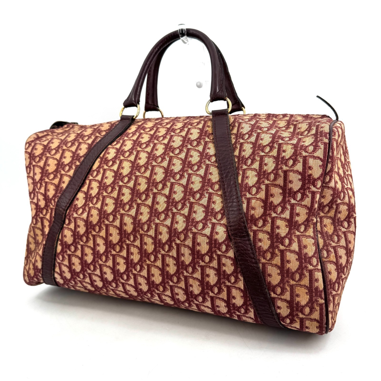 Christian Dior Trotter Handbag Boston Bag Bordeaux Red
