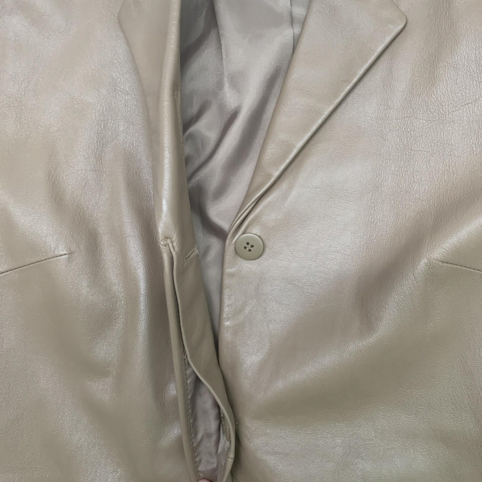 Preston & York Lamb Skin Carmel Leather Embossed Hidden Button Jacket Women’s L