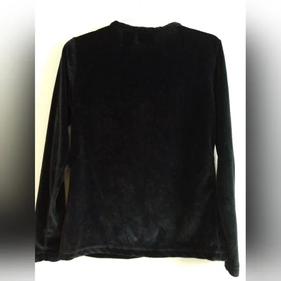 Black Velour Velvet Cardigan Top Route 66 Size Small Chest 34″