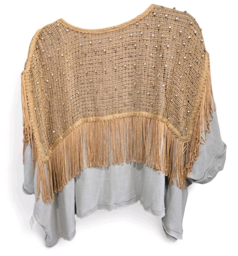 Free People Midnight Rodeo Top Size Medium NWT Fringe Boho Hippie