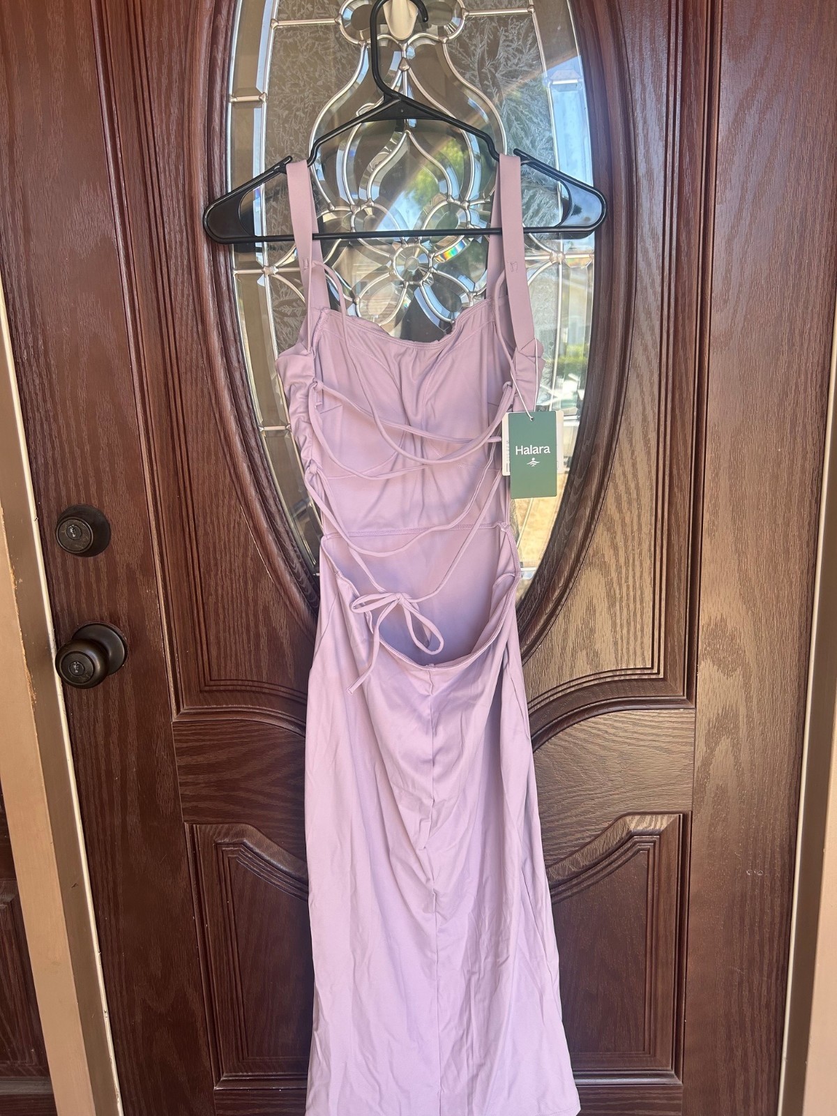 NWT Halara Ruched lace up bodycon midi casual Dress Size Small