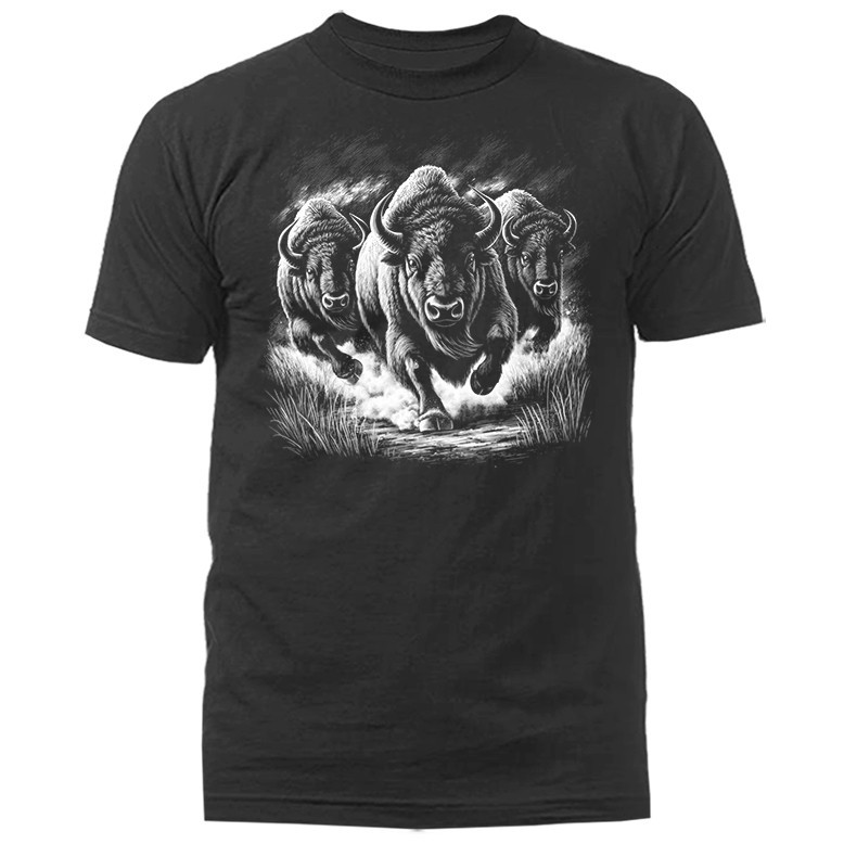 Charging Bison Herd Wilderness Outdoor Wildlife Nature T-shirt