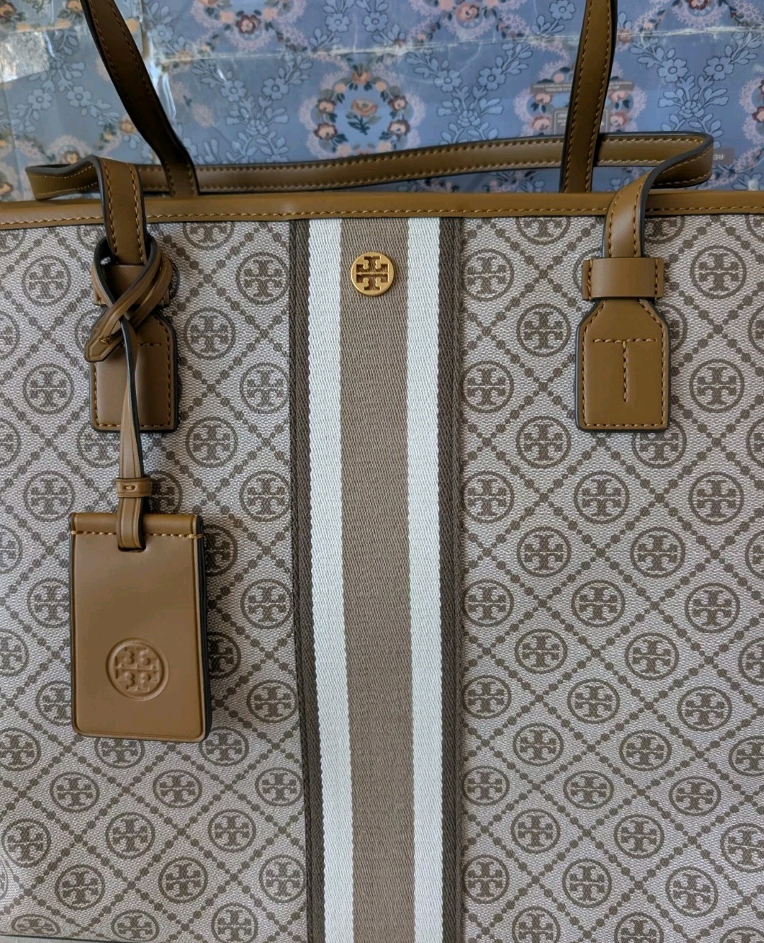 TORY BURCH T MONOGRAM CANVAS TOTE BAG size Large NWT