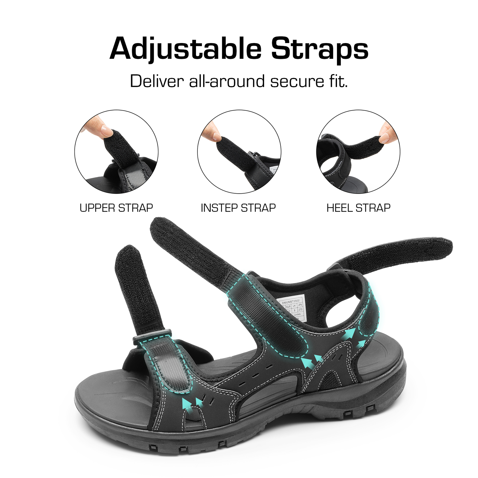 Men Quick Dry Hiking Sandals Outdoor Athletic Sandals Arch Support Sport Sandals