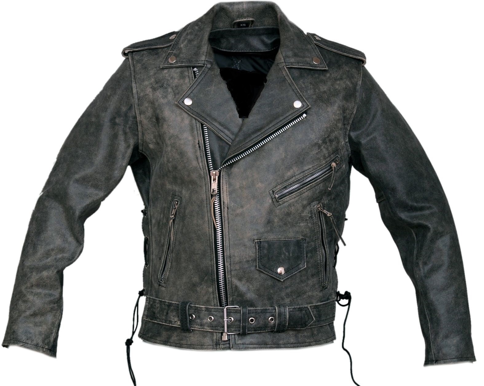 Men’s Distressed Leather Jacket Real Sheepskin Brando Vintage Cafe Racer Biker