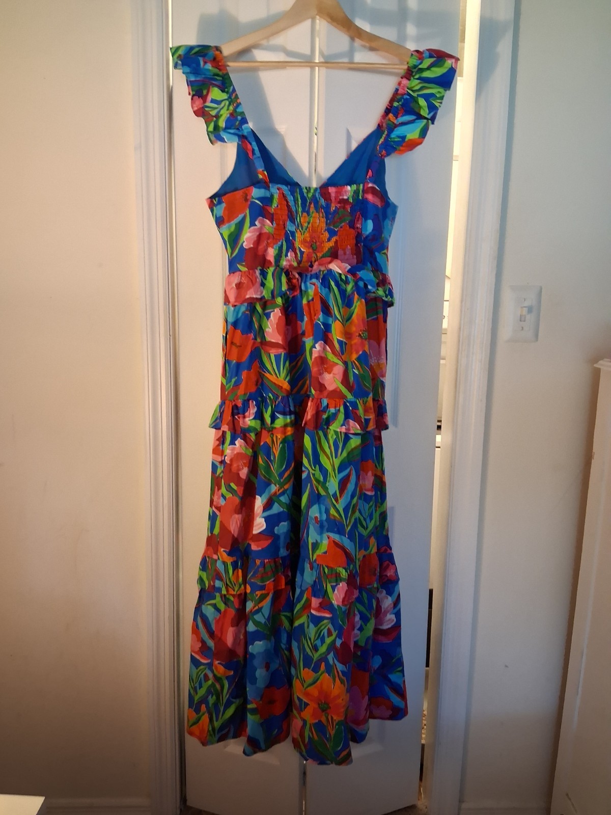 Sugarlips Naima tiered Tropical print dress L nwt