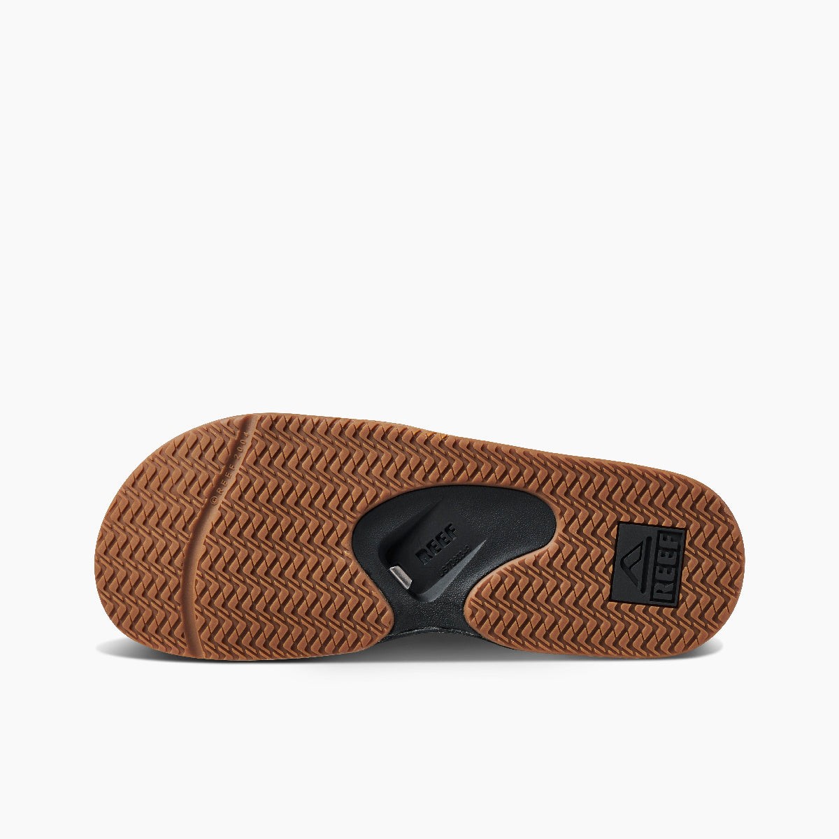 REEF Men’s Fanning Slide Bottle Opener Regular Sandal – Black/Silver, Sizes
