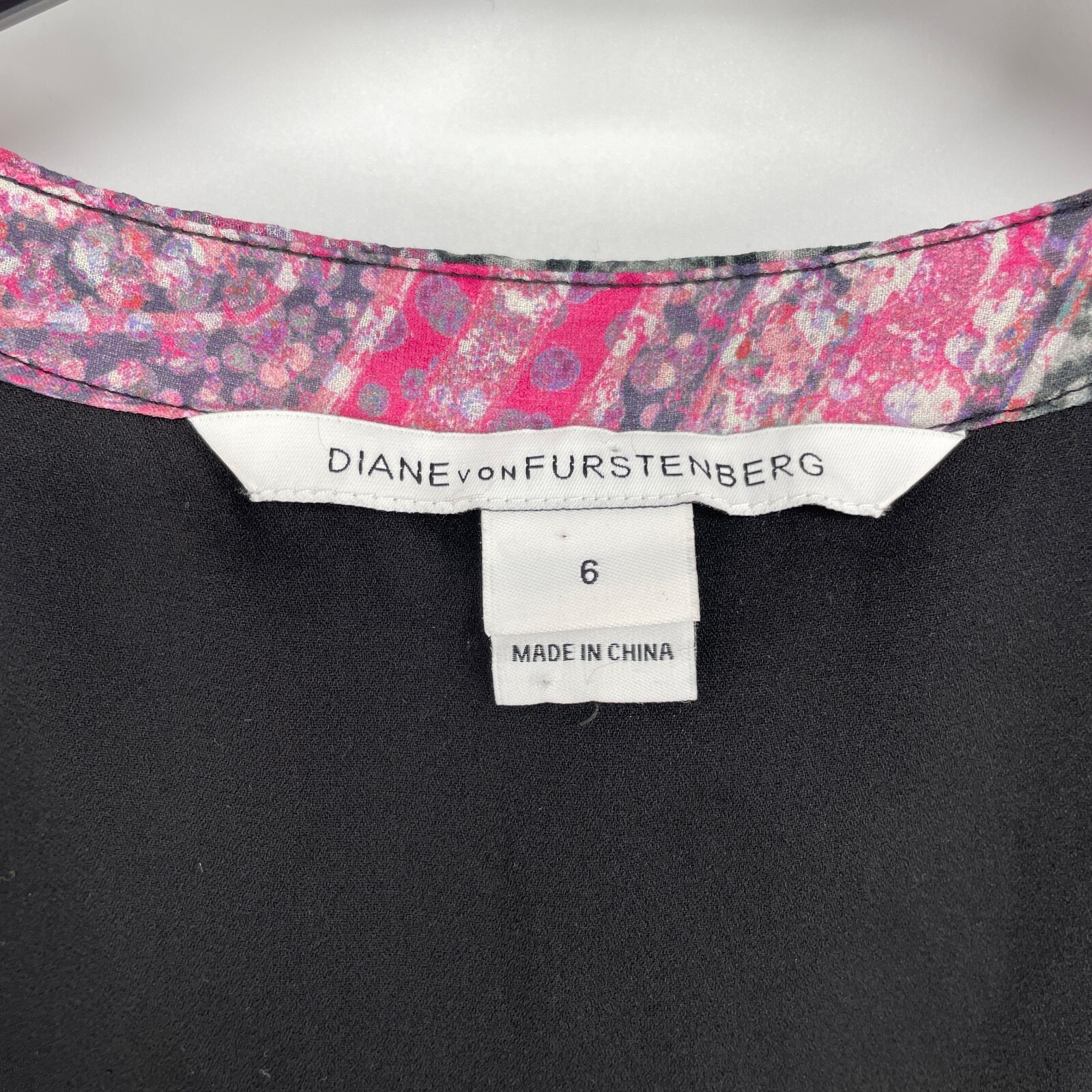 DVF Diane Von Furstenburg size 6 Fleurette Pink Black Sheer Mini Dress 100% silk