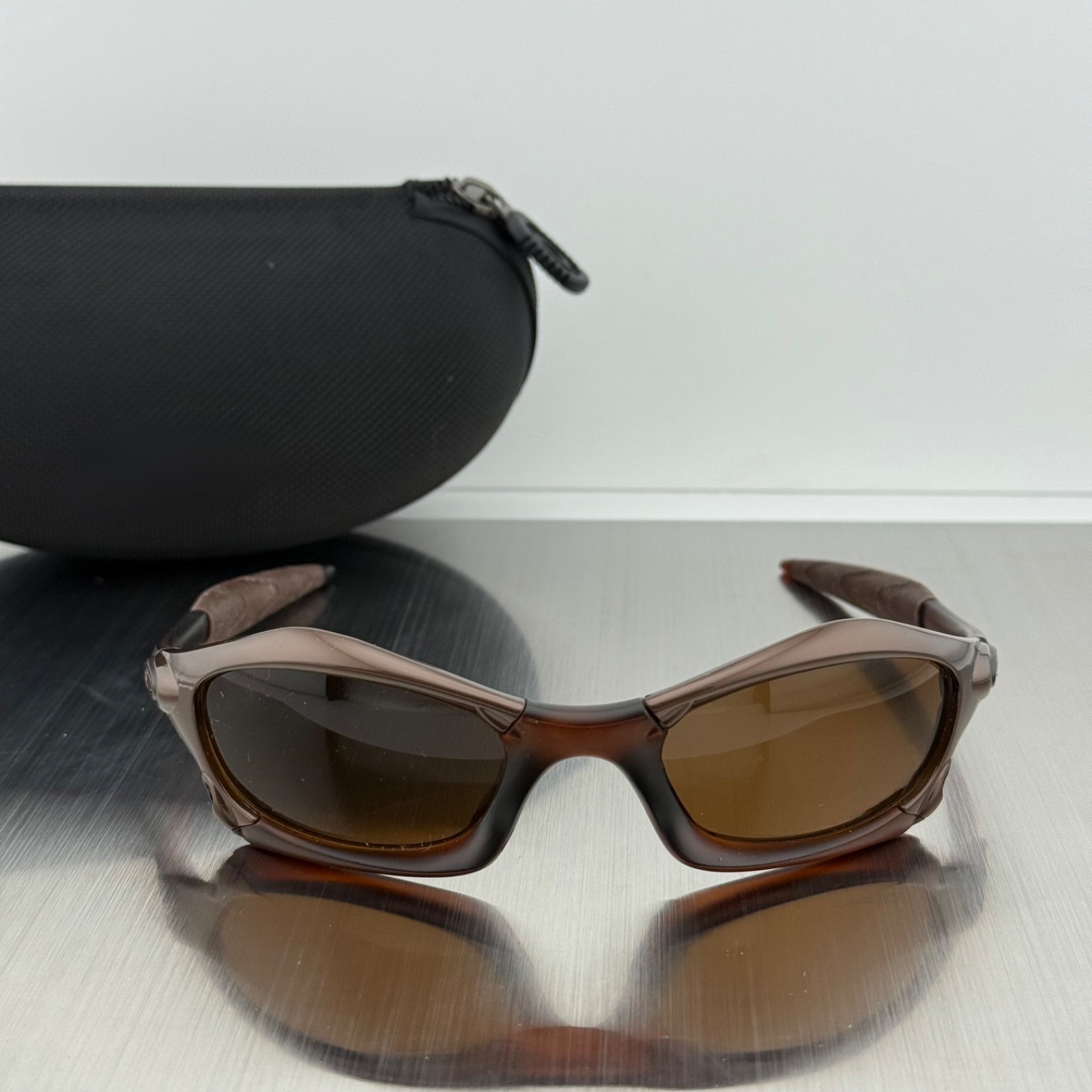 Oakley Splice Cyber Y2K Vintage Style Sunglasses Rootbeer Metal Bronze Sung Fit