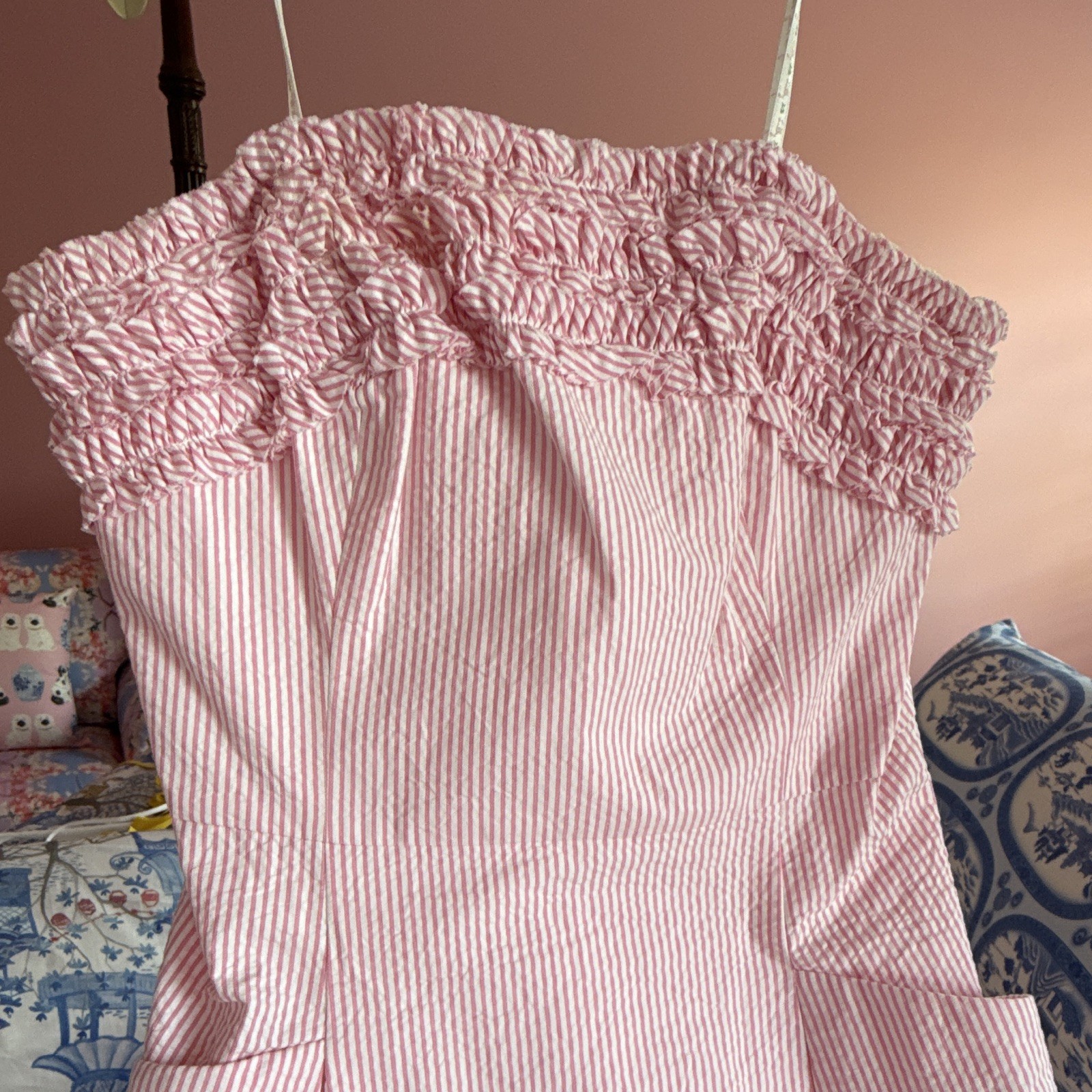 Lilly Pulitzer Pink/White Striped Strapless Smocked A-Line Dress Size 4 NWOT