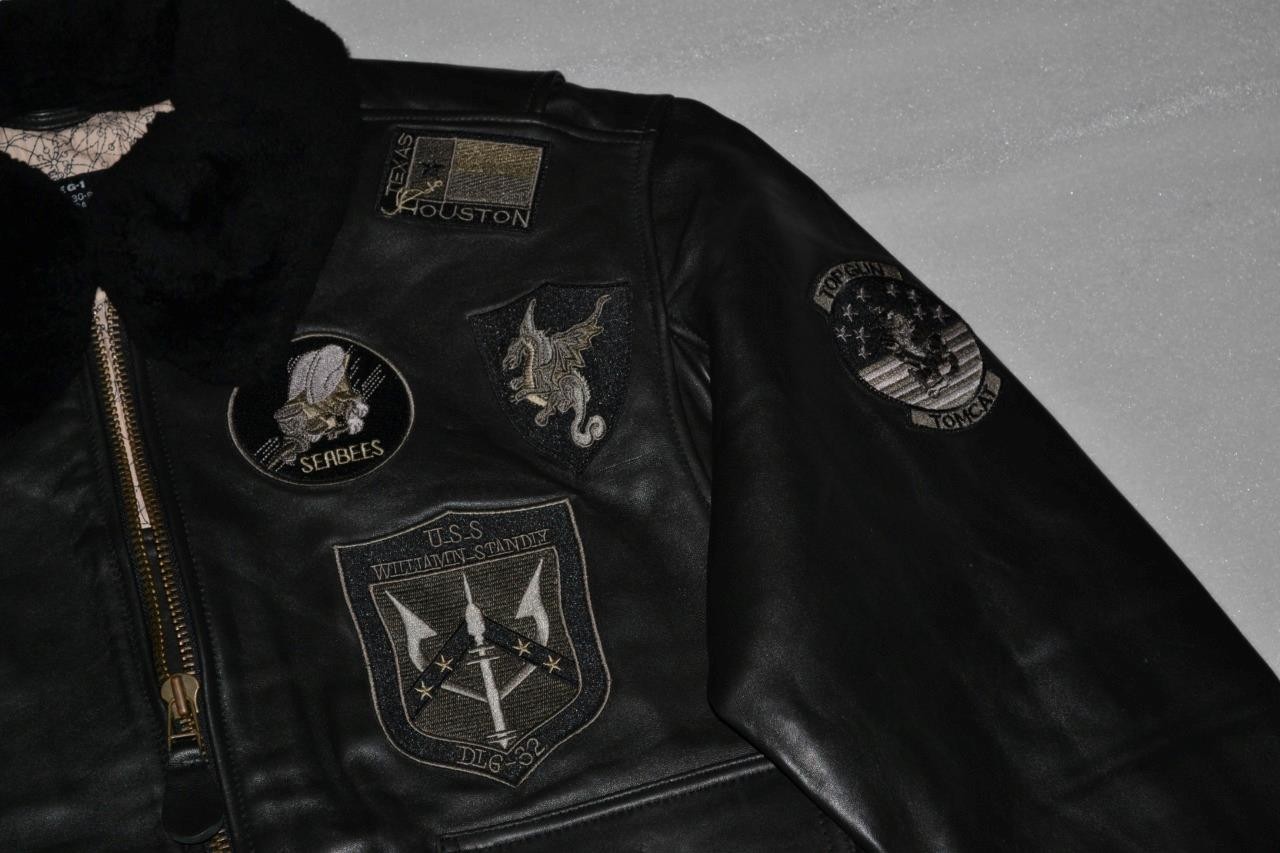 AUTHENTIC TOP GUN OFFICIAL SIGNATURE SERIES JACKET LEATHER BLACK PATCHES NEW