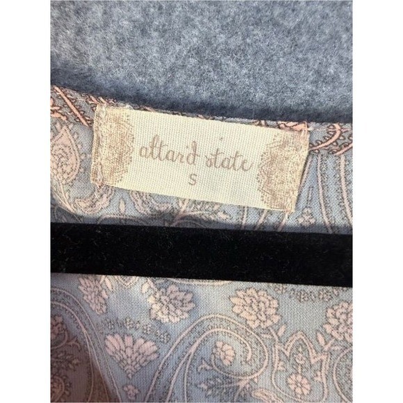 Altardi State Paisley Babydoll Tunic Top Pink Grey Bell Sleeve Aize Small