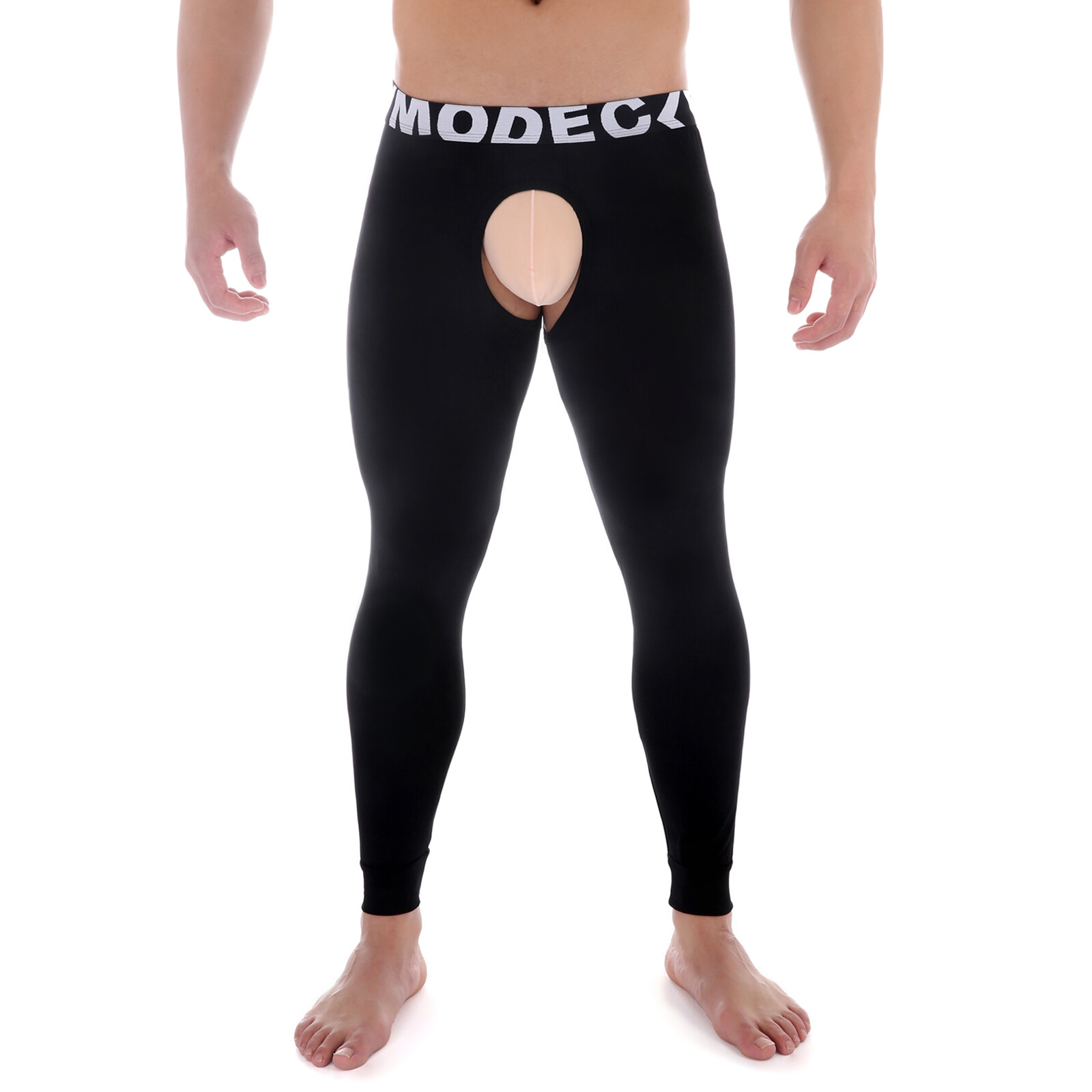 Men Long Johns Thermal Underwear Leggings Open Crotch Pants Pajamas Modal