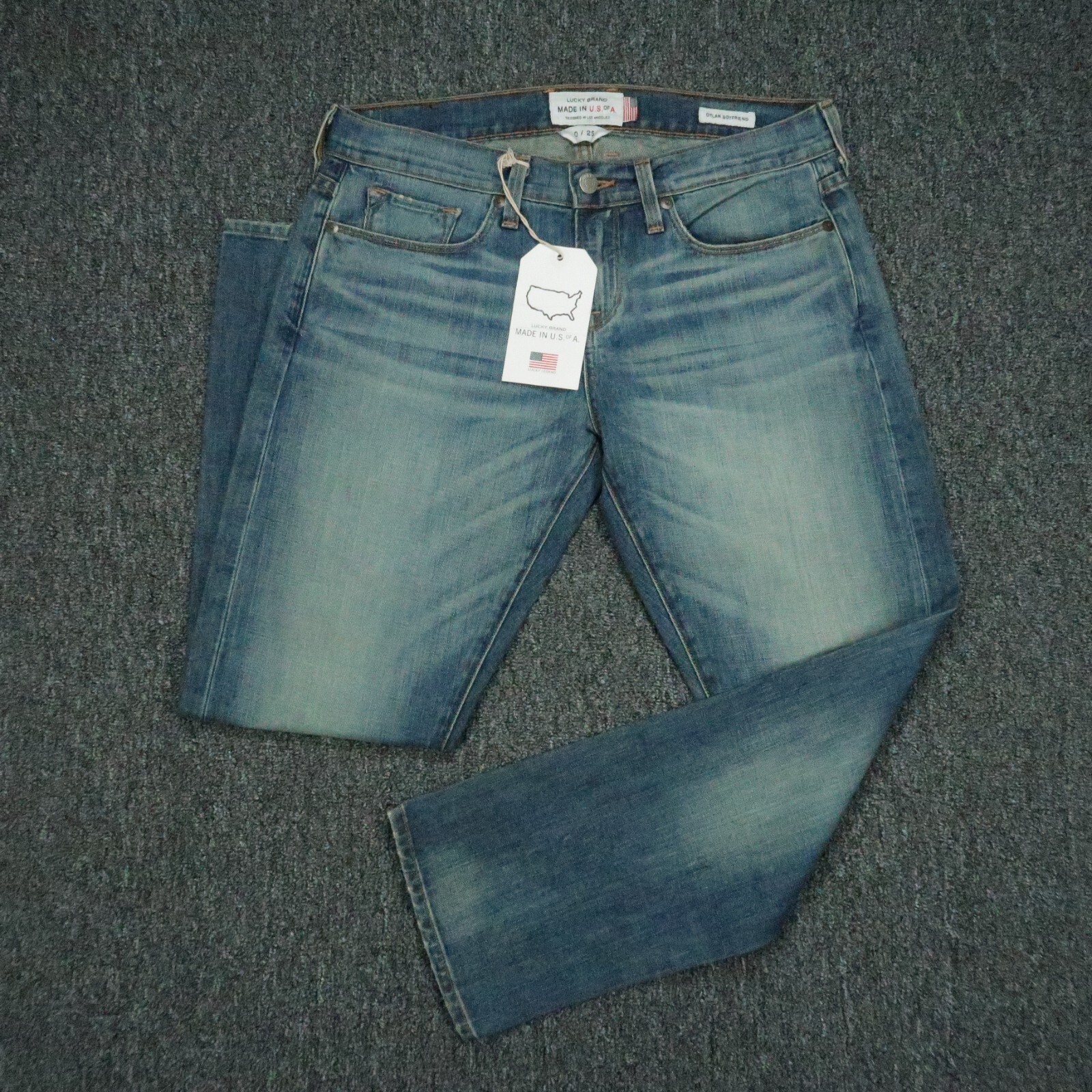 Luck Brand Jeans Womens 0 Blue Dyalnd Boyfriend Washed Faded NWT