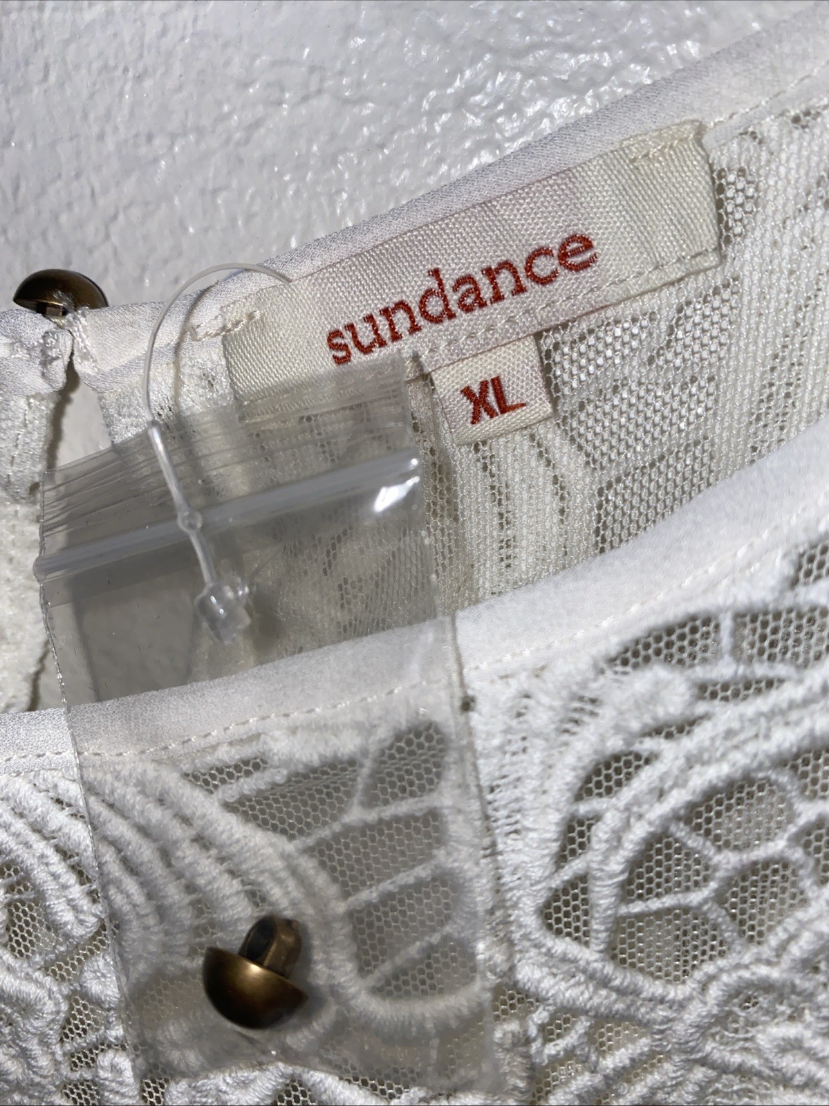 Sundance Guinevere Cottage Core Ivory Long Sleeve Lace Pleated Blouse XL NWOT
