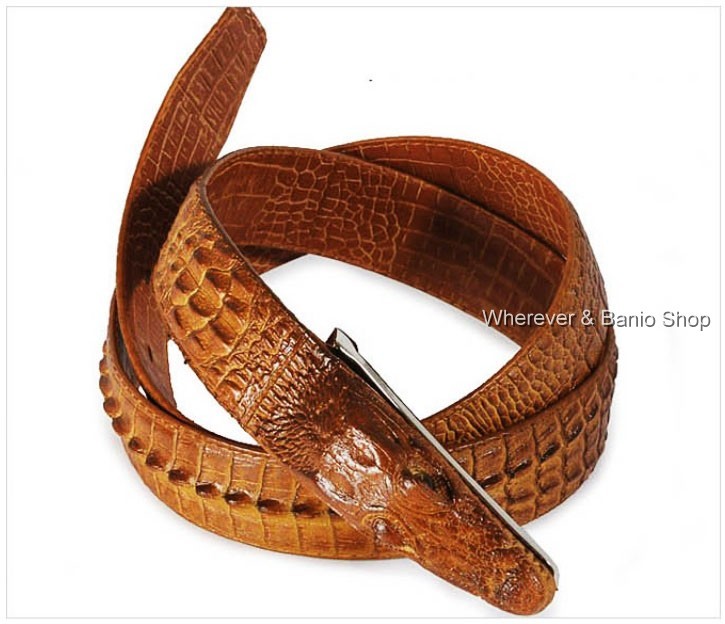 Men Alligator Design Crocodile-Embossed Leather Belts Genuine Cow Leather Belt 9