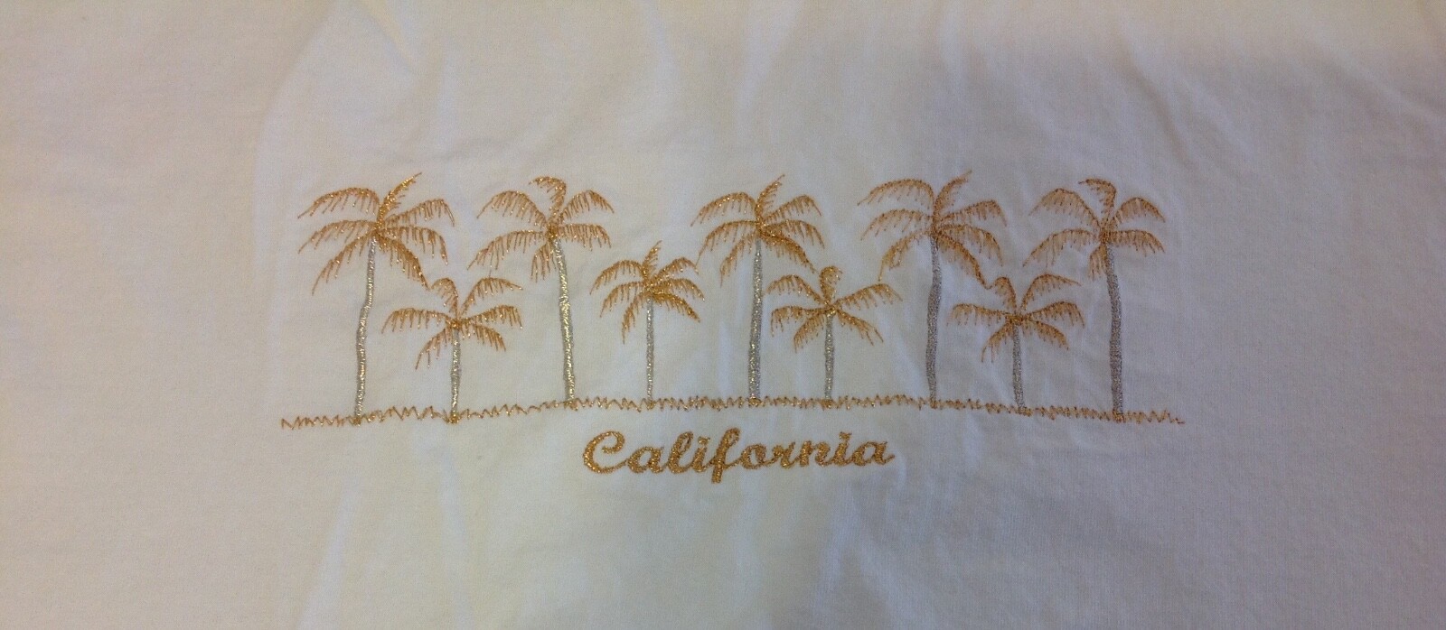 Anvil VTG Embroidered California Novelty Tourist T Shirt White Cotton Mens Large