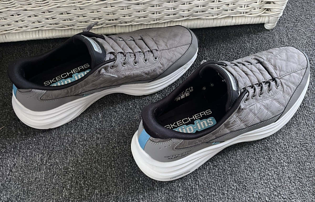 Skechers Men’s Slip-in/on Contour Foam Cozy Fit Shoes Gray Size:10.5 #232619 GUC