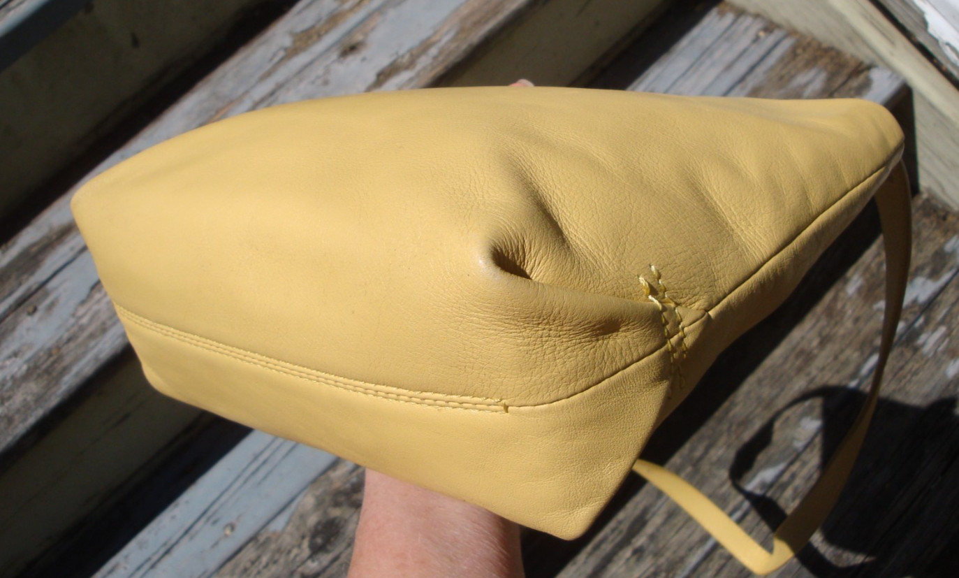 J CREW Yellow Soft Leather Oslo Crossbody Handbag Hobo Shoulderbag Lightweight