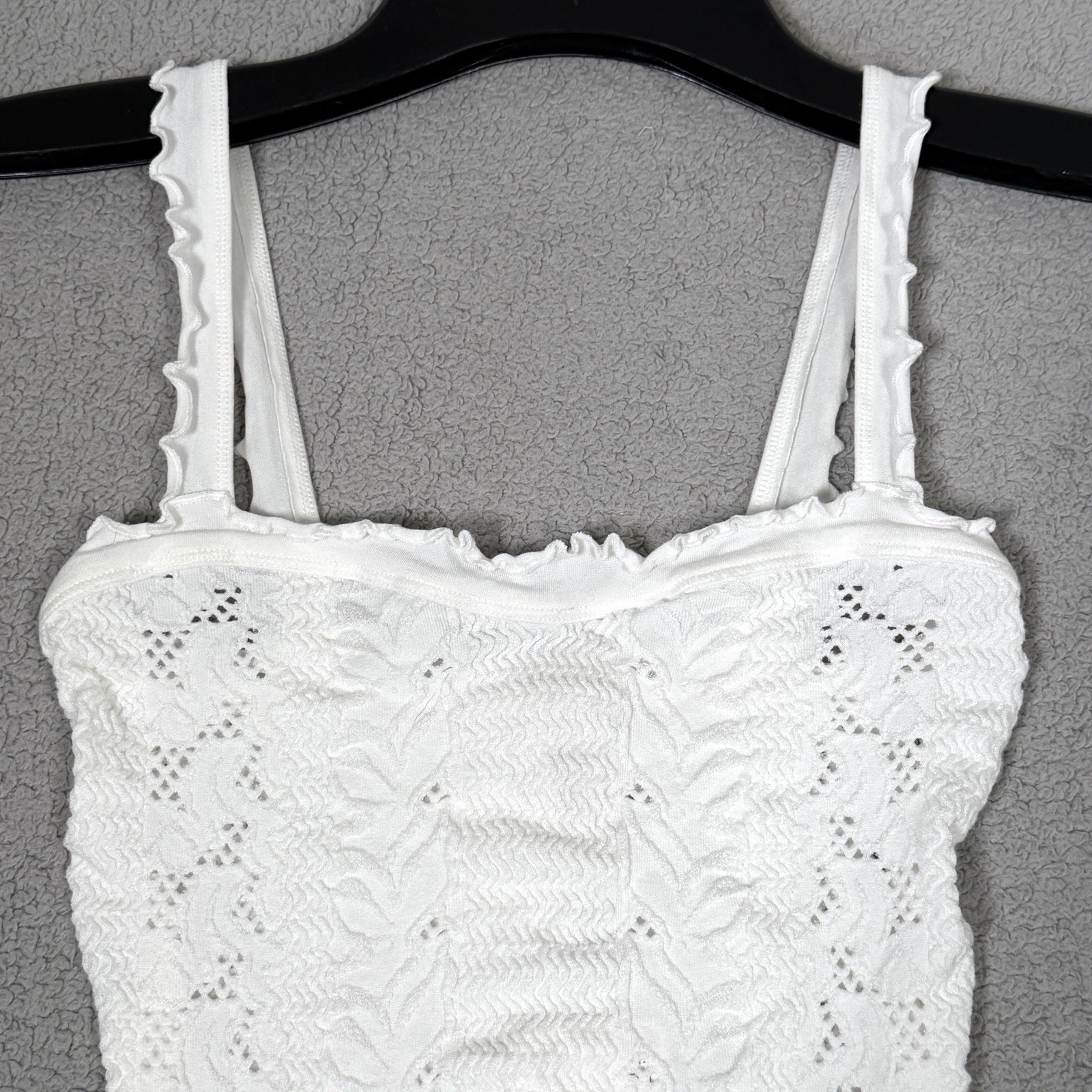 Free People Intimately So Soft Frill Square Neck Tank White XS/S Cami Girly NWT