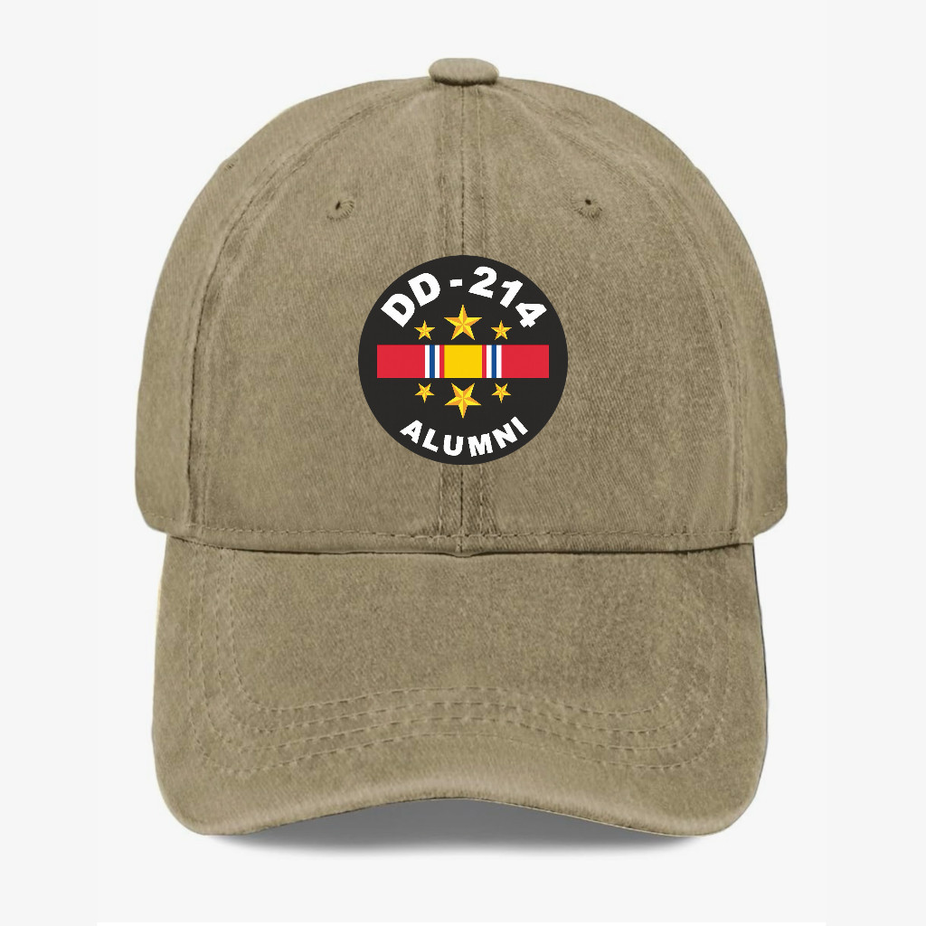 DD-214 Alumni Veteran Dad Hat Military Humor Cap Washed Cotton Adjustable