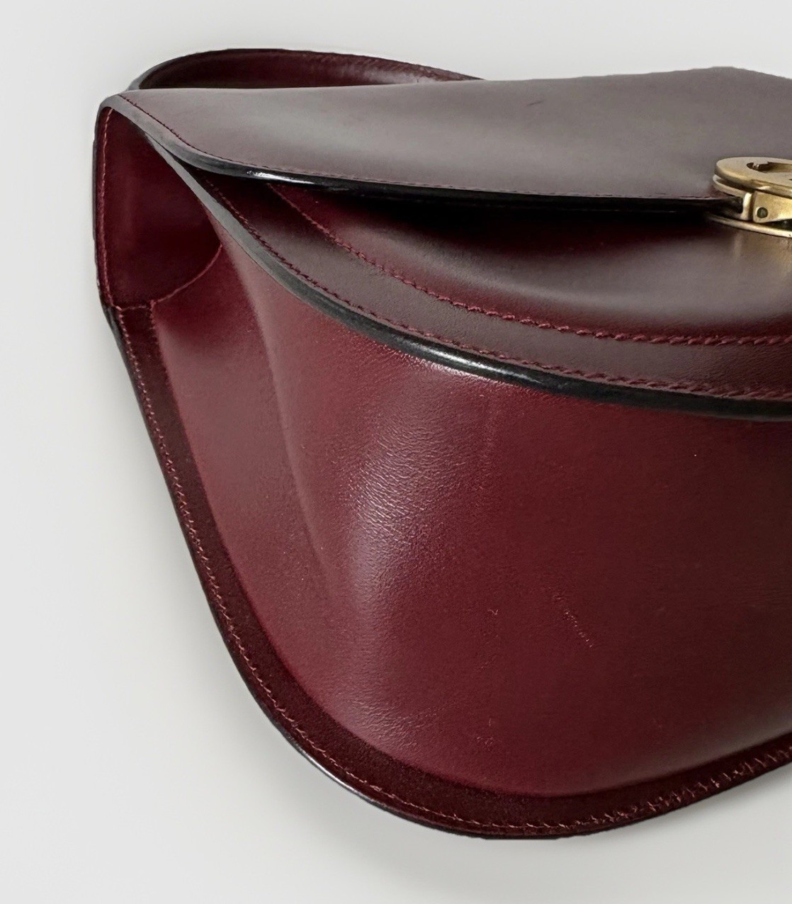 Authentic vintage AIGNER Handbag Leather Burgandy From Japan 0955