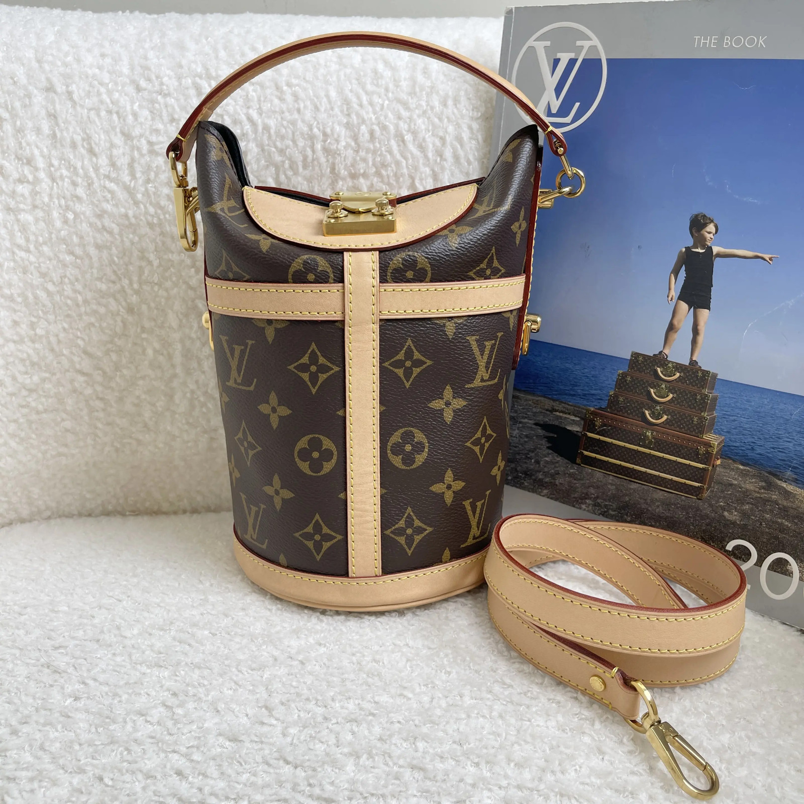 Louis Vuitton Duffle Monogram Bag Brown Leather Strap