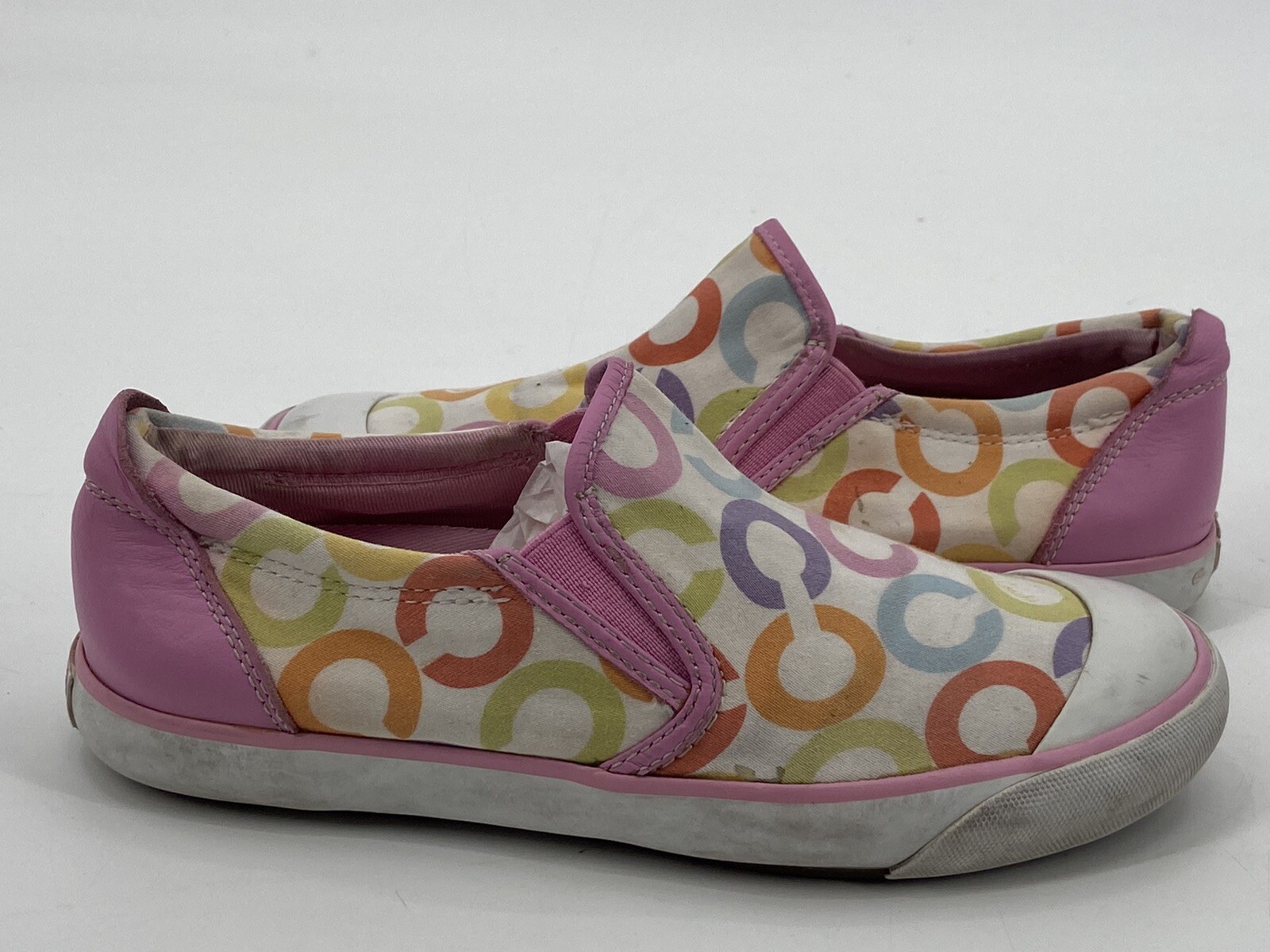 Coach Beale Pink Multicolor C Logo Monogram Slip On Sneaker Women’s Size 5B