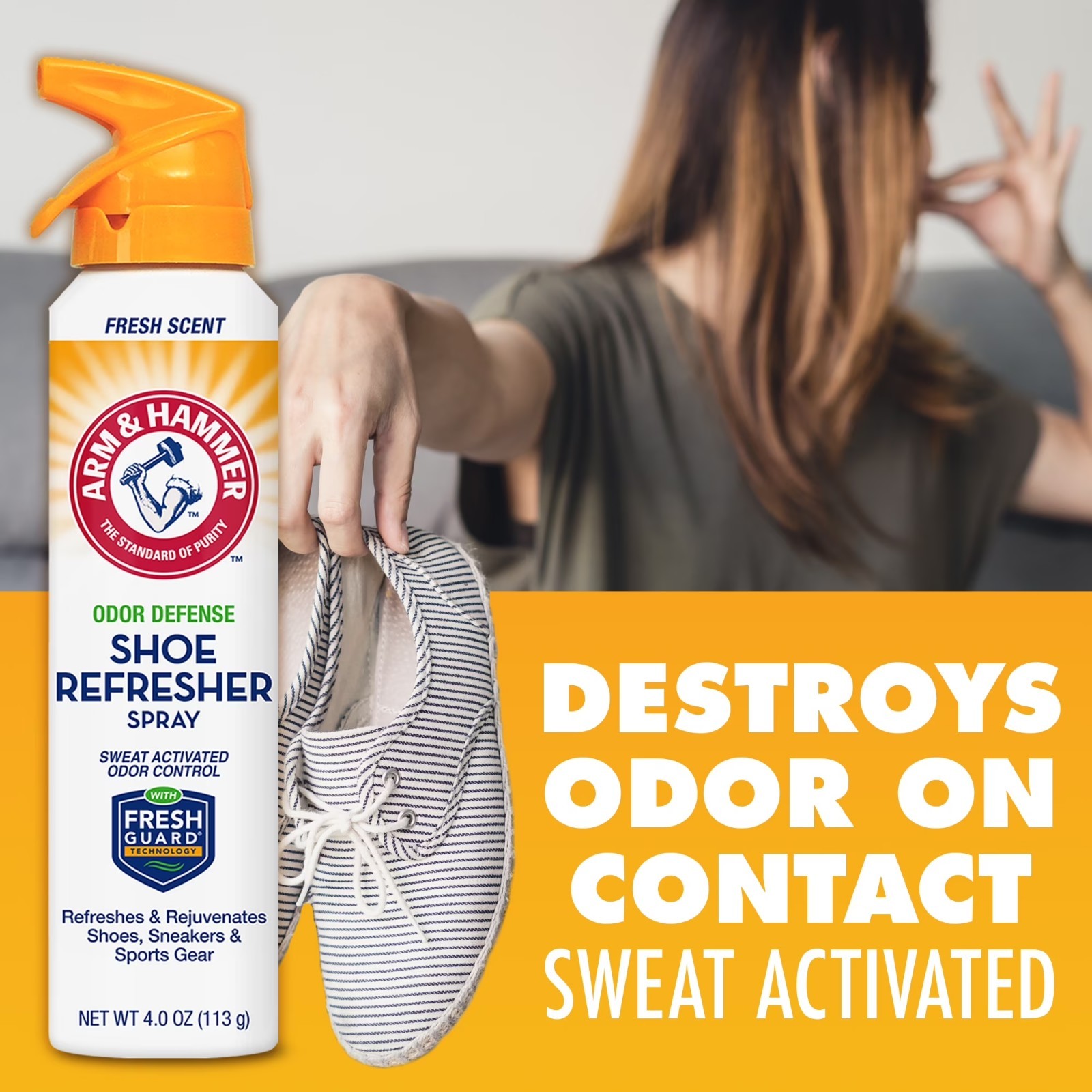 Arm & Hammer Odor Defense Shoe Refresher Spray, 4 oz ( 4 Pack )