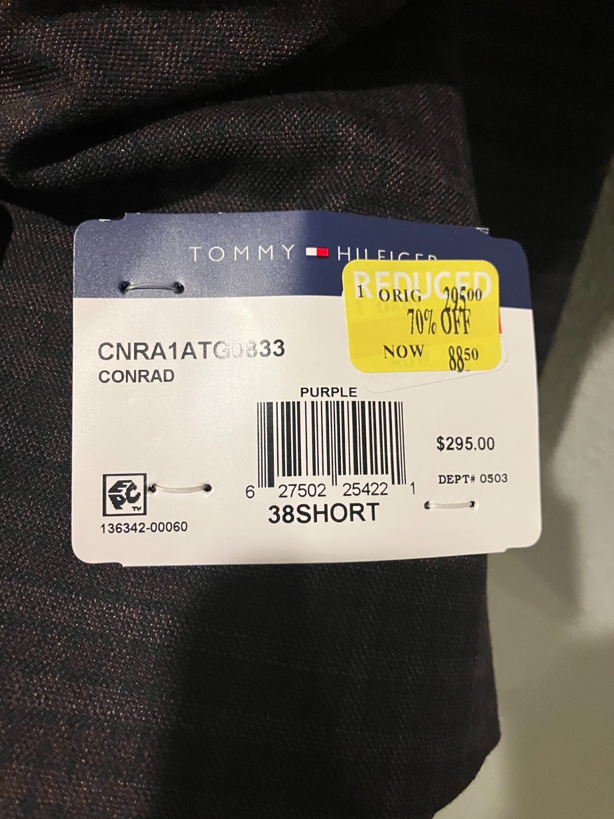 $295 Tommy Hilfiger Men’s 38S Check Modern-Fit Sport Coat Brand New With Tags