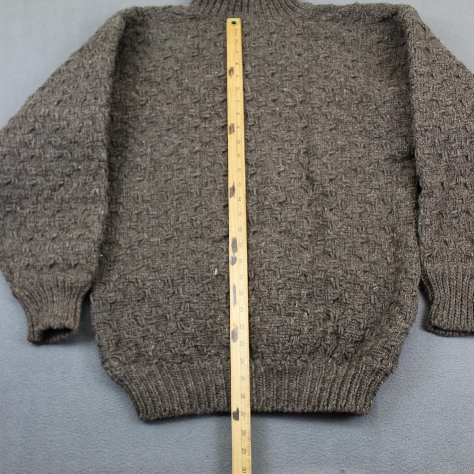 Tejidos Sweater Mens Large Brown Chunky Knit High Neck Heavy Wool Pullover Andes