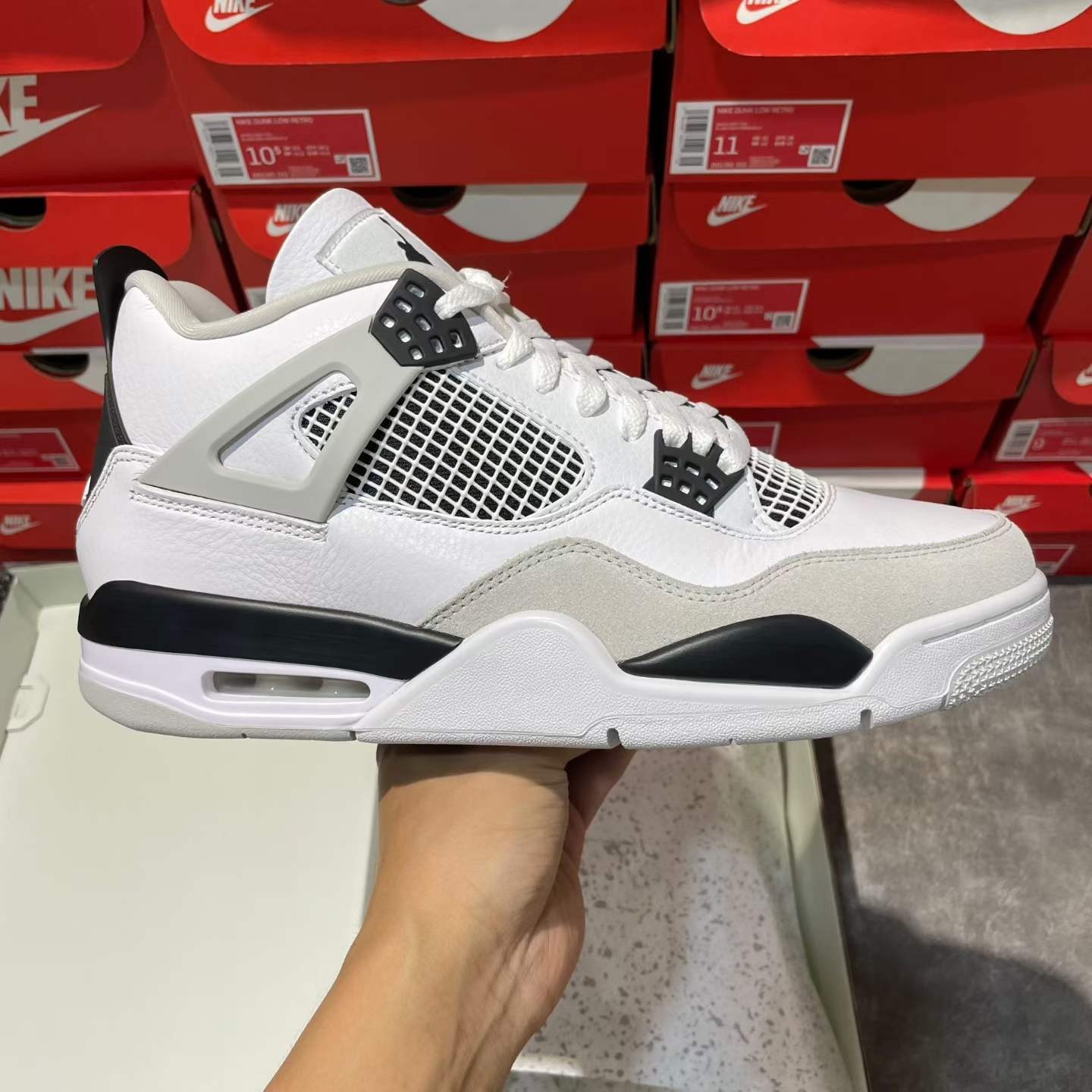 Nike Jordan 4 Military Black White Men Retro Basketball Sneakers