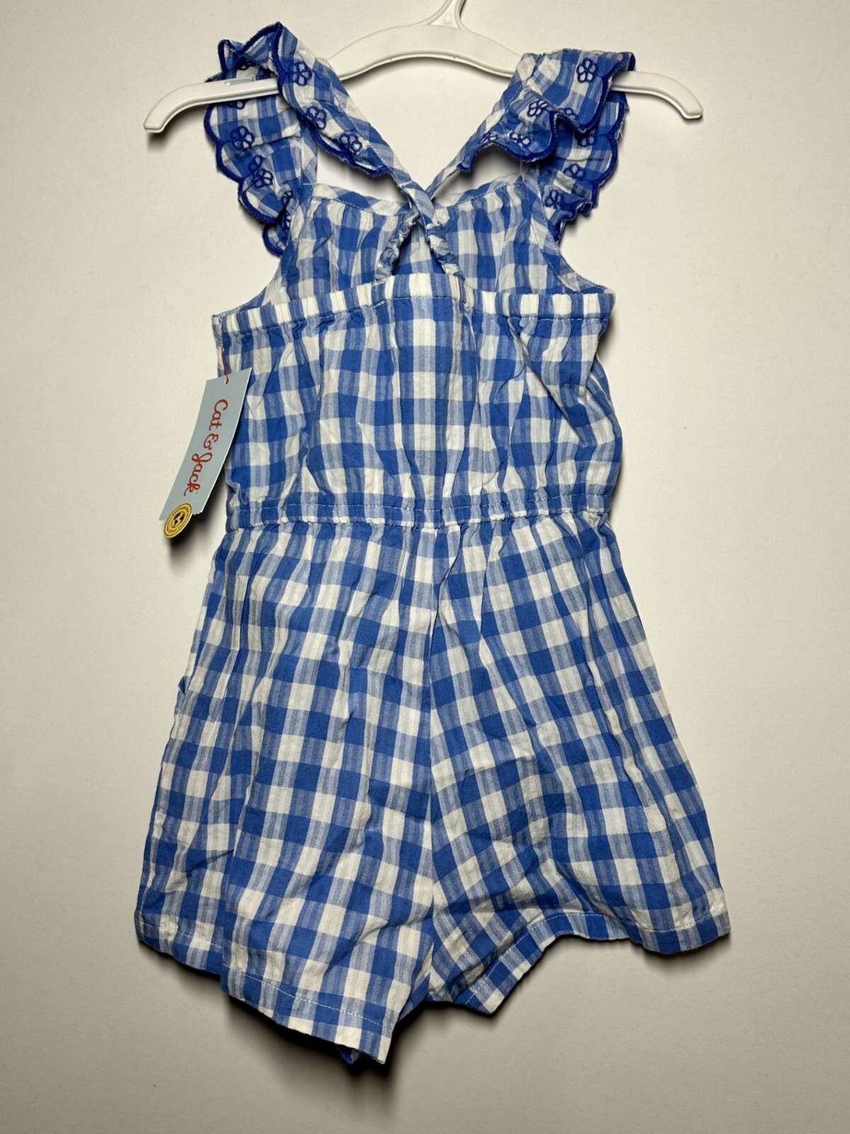 Toddler Girls’ Checkered Romper – Cat & Jack Blue 3T