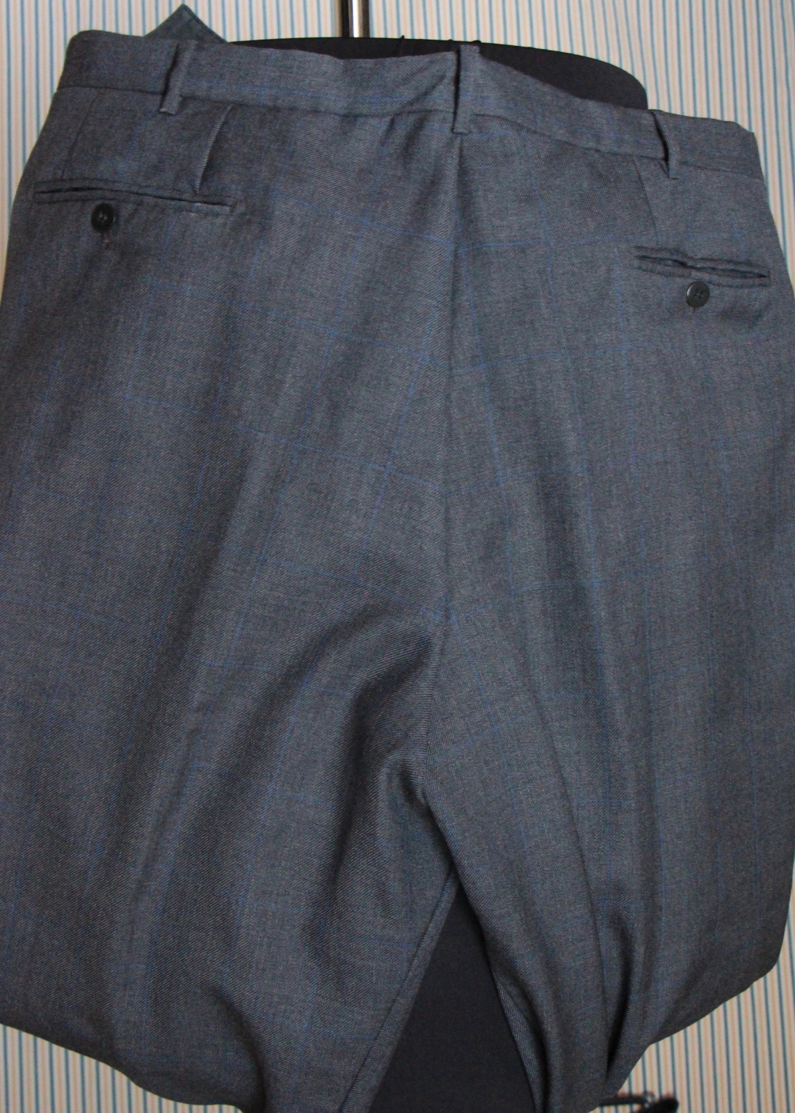 Sartoria Maugeri bespoke grey windowpane trousers W37