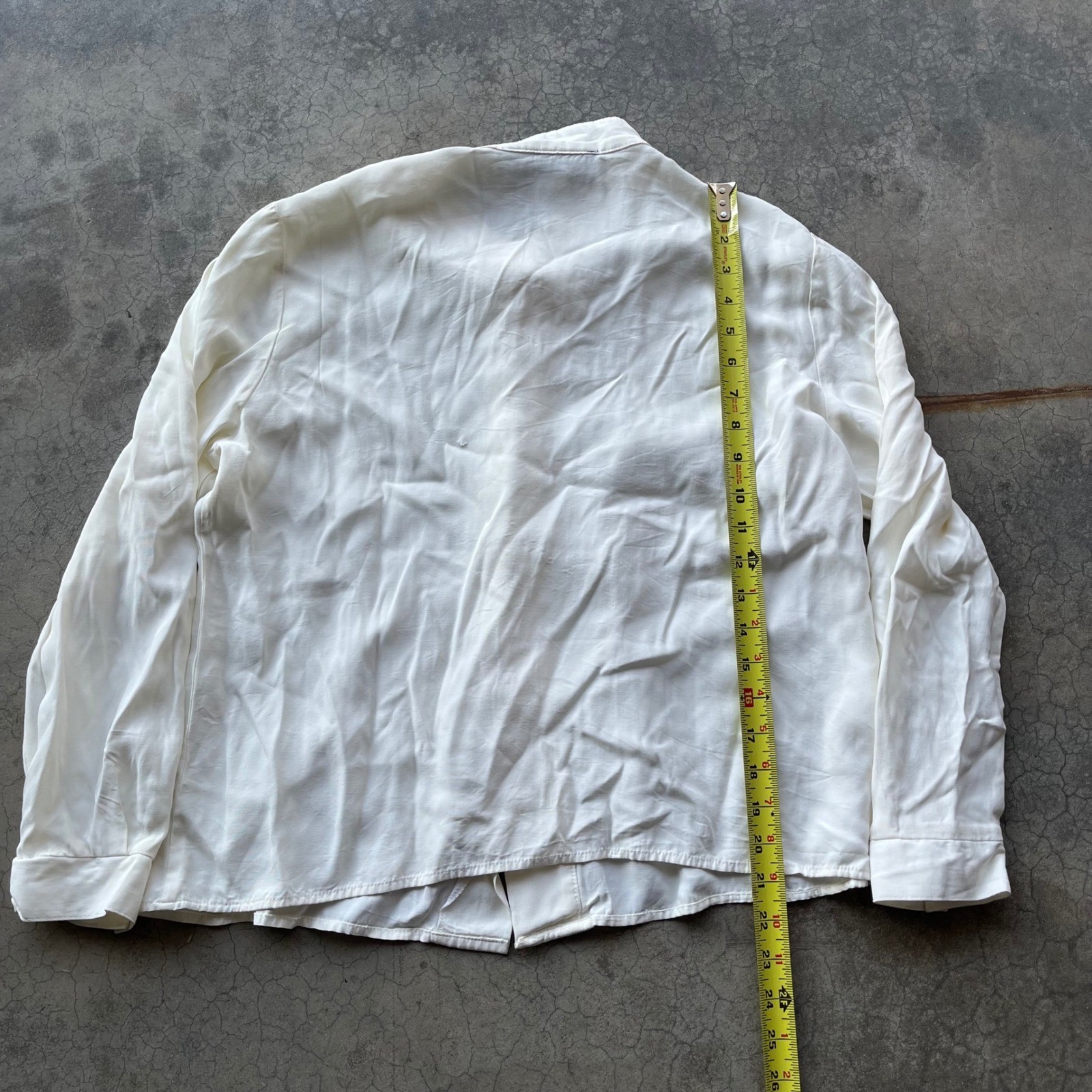 Norton McNaughton Petites Ivory White Embroidered Mandarin Collar Blouse Size 14