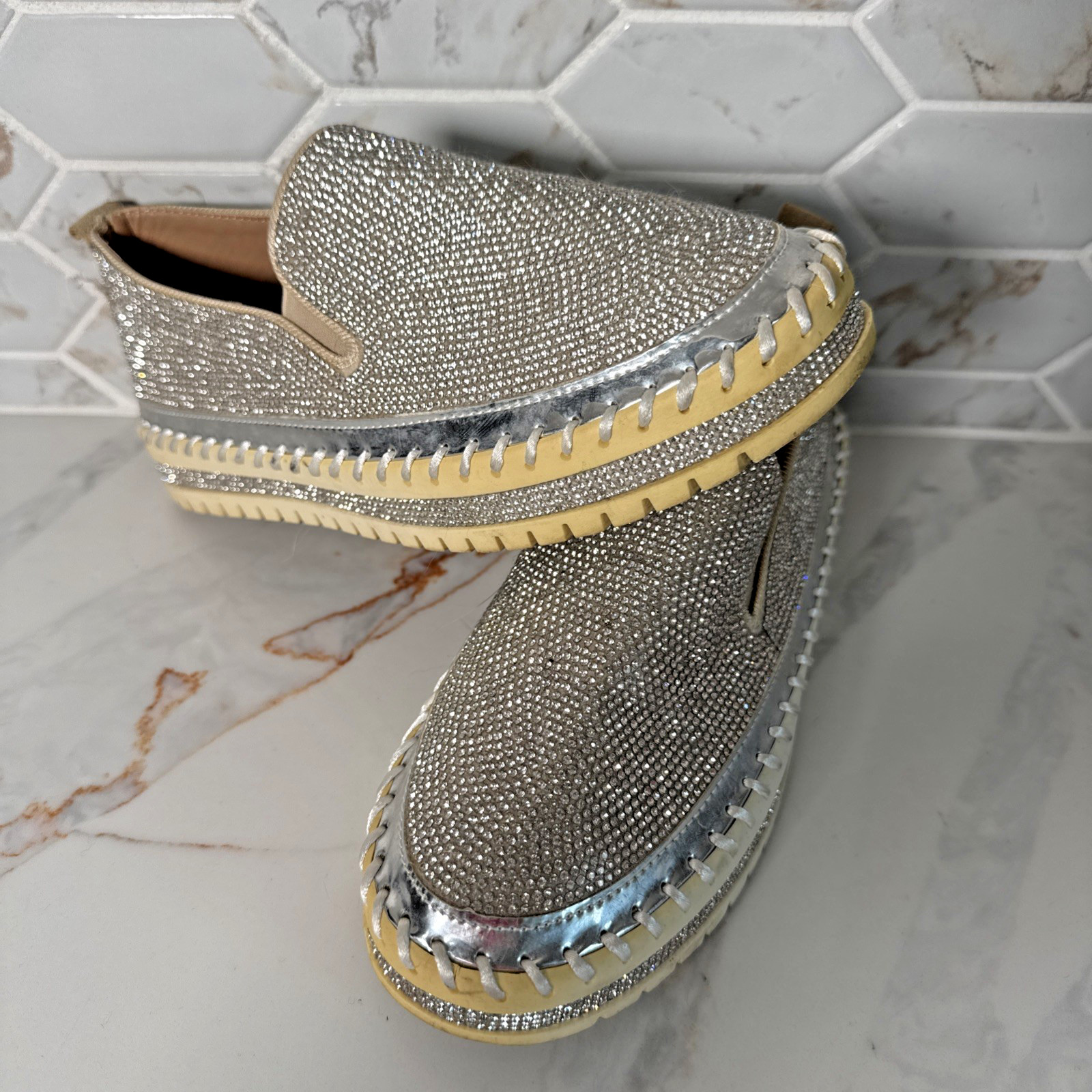 Muguan Rhinestone Bling Platform Slip-on Loafers Women’s US Size 8