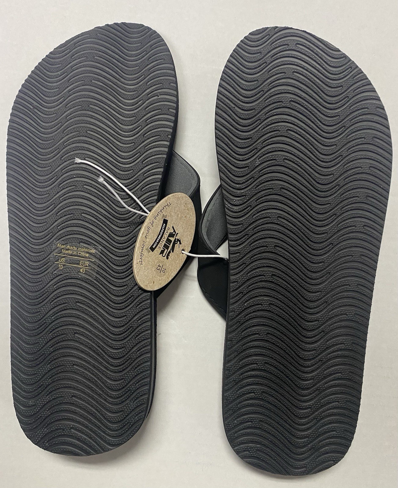 Air Balance Black Flip Flops Sandals Men’s Size 8 9 10 11 12 13 New