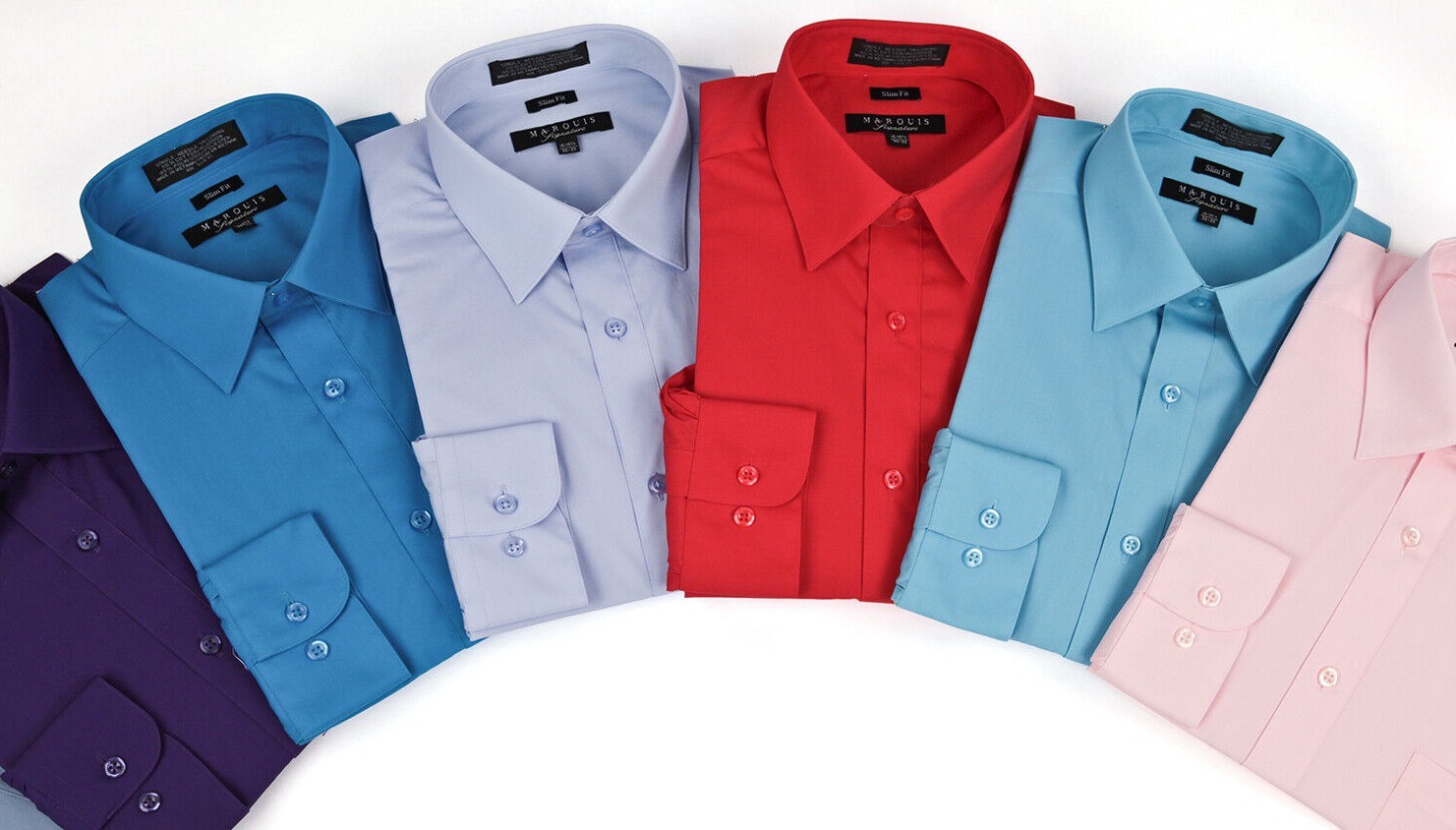 Marquis Men’s Premium Slim Fit Button Up Long Sleeve Solid Color Dress Shirt